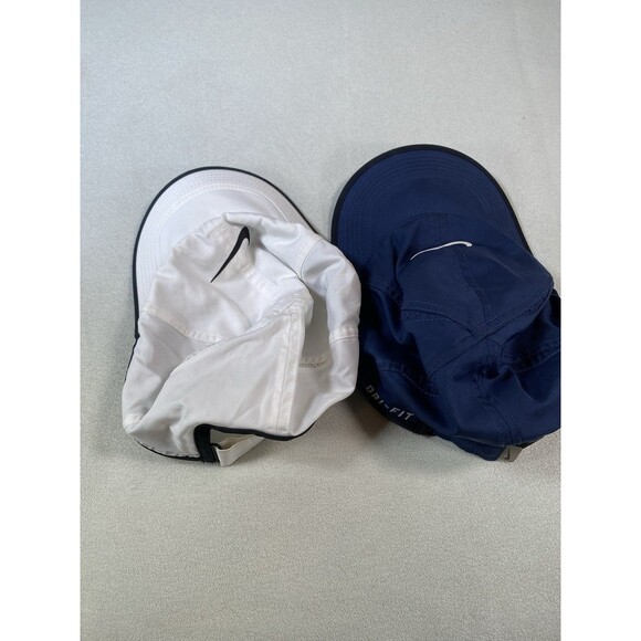 Nike Featherlight Dri-fit Hat Panel Cap Lot Of 2 Blue White - Picture 3 of 6